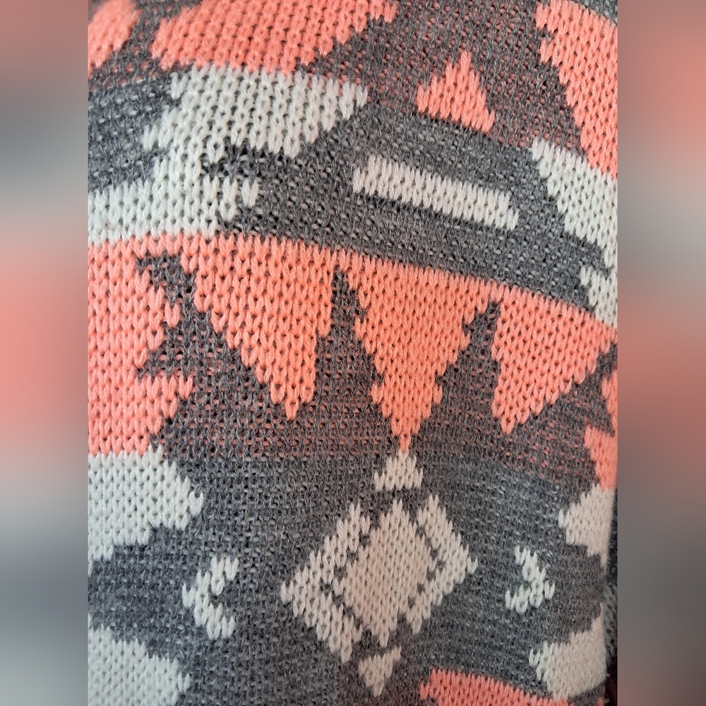Blu Pepper Orange and Gray Geometric Cardigan - Picture 6 of 13